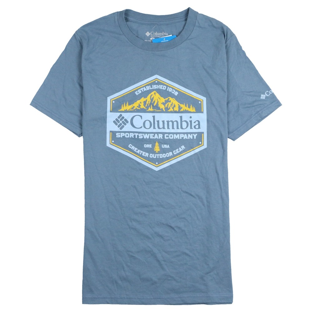 Columbia Compressor Logo T-Shirt Mens Small Steel Blue 3COLM2030